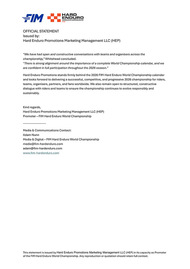 fim hewc protouch global statement on 2026 calendar 3 4